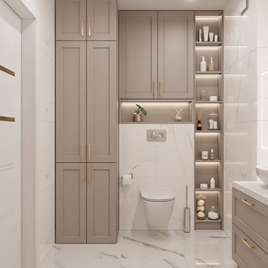 Шкаф над инсталляцией с фрезерованным фасадом