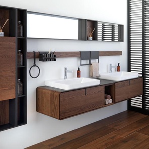 Радиусная подвесная тумба из шпона