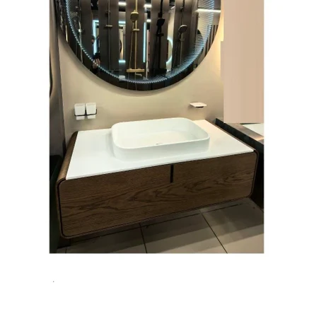 Радиусная подвесная тумба из шпона